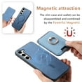 thumbnail image 4 of Case Designed for Samsung Galaxy S23, Classic Business Anti-falling Detachable Magnetic Card Holder Bag Support Car Magnetic Mount with Finger Ring Kicktand Phone Case Cover - Blue, 4 of 11