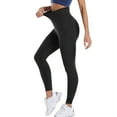 thumbnail image 3 of QAFOPEH Women High Waisted Back Cross Strappy Butt Lifting Solid Color Legging, 3 of 7