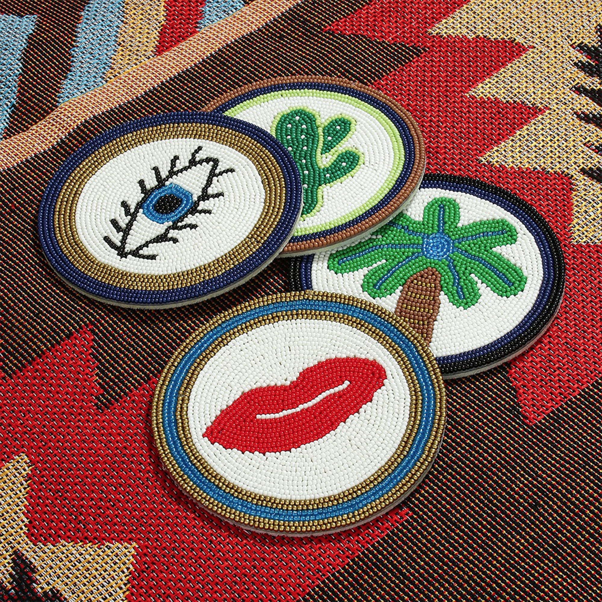 YIFEI Diamond Art Coasters Kit with Holder 4 Pcs Evil Eye Palm Tree Lips Cactus Diamond Painting Coasters DIY Craft Kit for Adults Beginners Gift