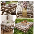 thumbnail image 6 of Brown Checked Rectangle Tablecloth, Brown Lace Vintage Buffalo Plaid Waterproof & StainResistant Tablecloth, Washable Oil-proof Table Cover for Dining/Party/Wedding/Camping/Buffet 54x108 In, 6 of 9