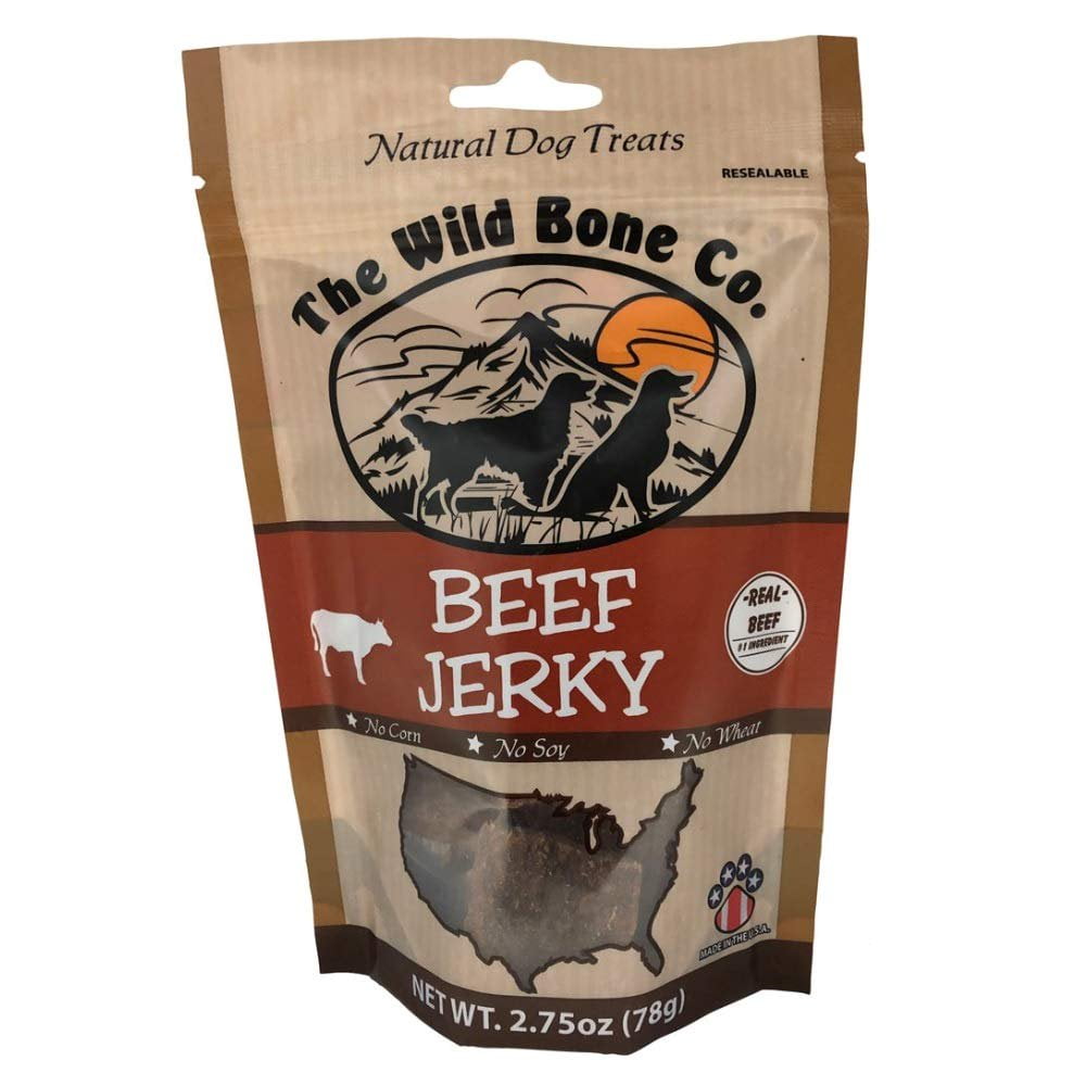 Wild Bone Company Beef Jerky Natural Dog Treats, 2 Ounces, Made in The USA