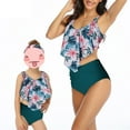 thumbnail image 2 of Jurebecia Family Matching Swimwear Mother Daughter Women Kids Girls Floral Green Leaves Printed Bikini Two-Piece Swimwear Suits, 2 of 8