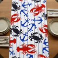 thumbnail image 5 of Coastal Crabs 108 Inch Table Runner, Blue Red Nautical Anchor Lobster Marine Life Farmhouse Dresser Scarf Cotton & Linen Tablerunner for Dining/Kitchen Island/Holiday Party Décor 13" x 108", 5 of 9