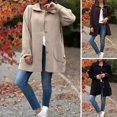thumbnail image 2 of Fall Spring Women Coat Single-breasted Buttons Loose Solid Color Turn-down Collar Cardigan Long Sleeves Dating Commuting Jacket, 2 of 8