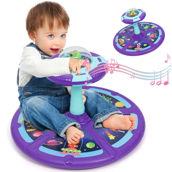 Wdmiya Planet Sit and Spin Toys for Toddlers 1-4, 360° Spinning Seat Activity Toy with Light and Music, Christmas Birthday Gifts for boys and girls, Kids Twister Toy