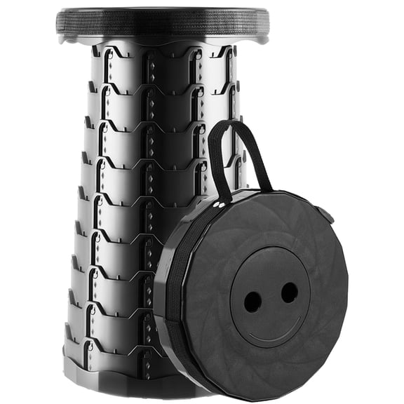 Upgraded Foldable Stool Thickened PP Material, Portable Retractable Collapsible Stool for Outdoor Camping Fishing Hiking BBQ Parties, Black