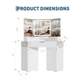 thumbnail image 6 of M optimized Corner Vanity Desk, Vanity Table with Lighted Mirror, Fluted Makeup Desk with Drawers and Cabinets, Dressing Table with Charging Station for Bedroom, 6 of 6