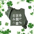 thumbnail image 5 of LEKWK Sweatshirts for Women Vintage Sketch Crew Neck Long Sleeve Graphic Tees White Grid Shamrock Print St Patricks Day Holiday Pullover, 5 of 5