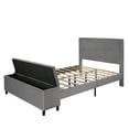 thumbnail image 6 of Upholstered Queen Size Bed Frame Modern Storage Bed with Ottoman Bench, Fabric Cushion Platform Bed Frame with Velvet Headboard and Wood Slats, No Box Spring Needed (Light Grey), 6 of 8