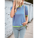 thumbnail image 5 of Suéteres Casuales de Verano para Mujer, con Cuello Redondo, Corta, A Rayas, de Punto con Bloques de Color, de Corte Alto y Moderno Rosa Verde XXL, 5 of 10