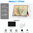 thumbnail image 2 of 2.5K 144Hz Gaming Portable Monitor V1 Pro , 16 inch HDR IPS with FreeSync, USB-C & Mini HDMI for Laptop/Mac/PS5/Xbox/Switch - Travel Second Screen, 2 of 5
