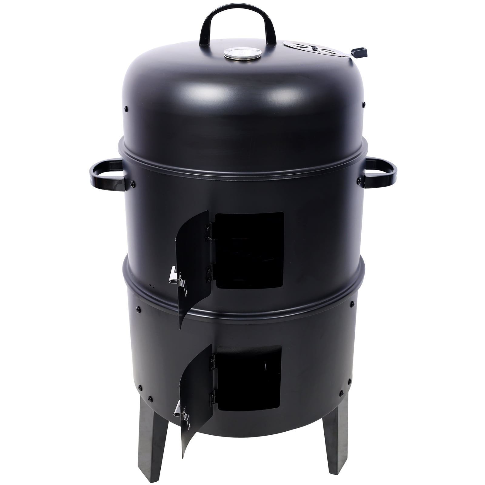 16-Inch Charcoal Smoker Grill, 3-in-1 Vertical Wood Smoker for Camping, Backyard, Outdoor Cooking with Thermometer & Adjustable Vents