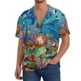 thumbnail image 3 of Xecao offers the Sea World for Men's Casual Short-sleeved Shirt, a button-up collared shirt with a pocket, perfect for beach vacations and yacht travel in the X-Large size., 3 of 7