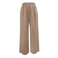 thumbnail image 5 of Palazzo Pants for Women Elastic High Waist Wide Leg Loose Fit Flowy Cotton Linen Pants with Pockets Lounge Trousers, 5 of 9