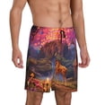 thumbnail image 2 of Balery Lantern Giraffes Magical Forest Pantalones cortos de pijama de punto de algodón para hombre con cinturilla y bolsillos-X-Large, 2 of 6