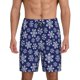 thumbnail image 1 of Balery Snowflakes On Dark Blue Pantalones cortos de pijama de punto de algodón para hombre con cinturilla y bolsillos-Small, 1 of 6