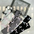 thumbnail image 6 of Japanese Ballet JK Girl Women Ribbed Knit Leg Warmer Sweet Small Bow Lettuce Hem Boot Cuffs Leg Cover Long Socks, 6 of 9