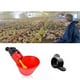 thumbnail image 5 of Vasos de bebedero de agua de pollo automáticos | Dispensador de agua dulce para gallinero | Paquete de 24 | Plástico duradero rojo | Fácil limpieza | Diseño activado por pecker | Se adapta a cubos o, 5 of 7