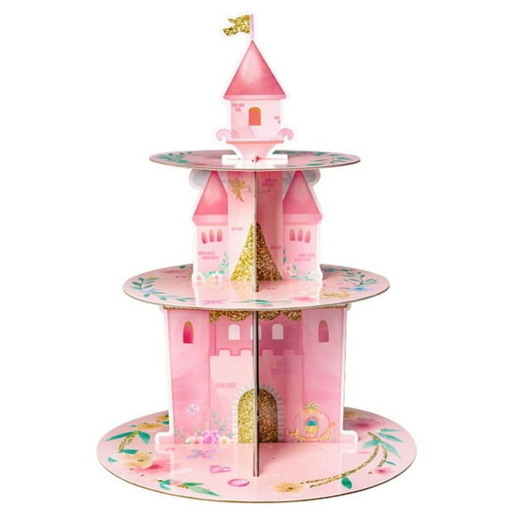 Laffact 3-Tier Watercolor Princess Cake Stand Set, 5-Count ,for Birthday Party Wedding Bachelorette Party