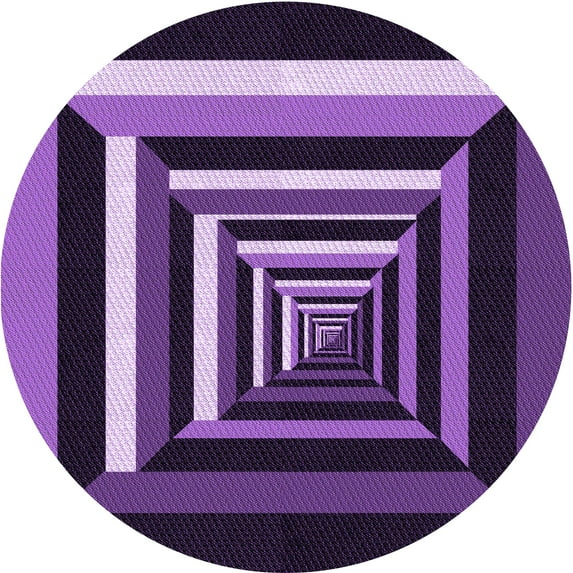 Ahgly Company Machine Washable Indoor Round Transitional Purple Area Rugs, 5' Round