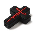 thumbnail image 2 of 30pc Silicone Beads Cross with Word Jesus Black 30x22x8mm Hole: 2.5mm, 2 of 2