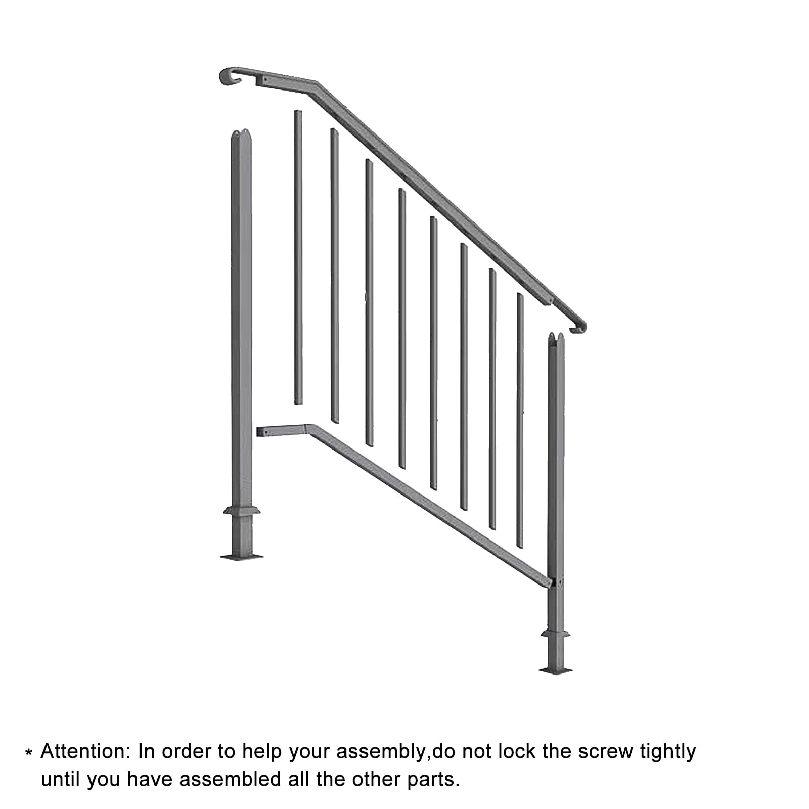 EasingRoom Handrail for Stairs Fits 4-Step Handrail for Outdoor Steps Stair Railing