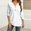 thumbnail image 4 of JGNGSHN 3/4 Sleeve Tunic Tops for Women Loose Fit V-Neck 2025 Fall Clothes Cute Dressy Shirts Plus Size Basic Business Tees, 4 of 4