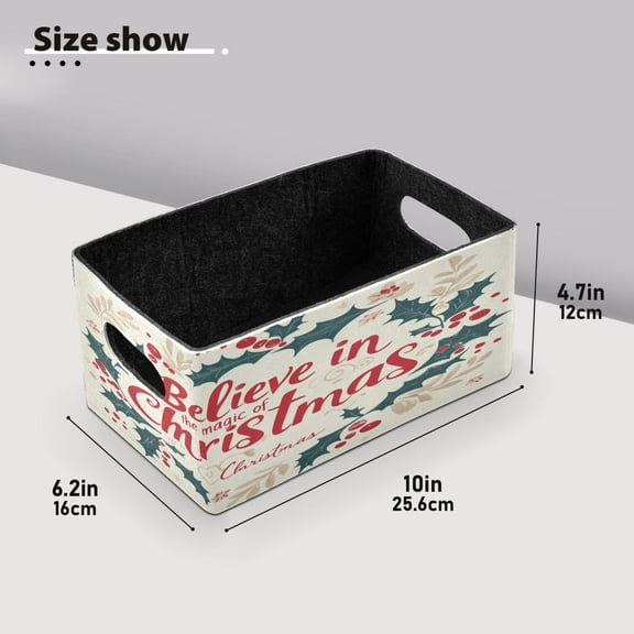 BZSMCE Shelf Baskets Wreath for Christmas Day Pattern Storage Cube Bins 10.1*6.3*4.7in Set of 2
