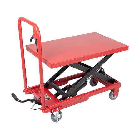 500 Lbs. Hydraulic Table Lift Cart 9 to 28 Lift Height Single Scissor with Wheel Lock, Foot Pedal