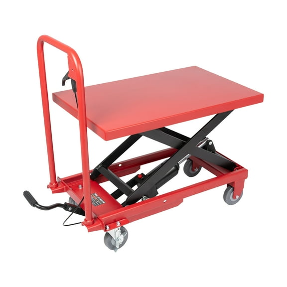 500 Lbs. Hydraulic Table Lift Cart 9 to 28 Lift Height Single Scissor with Wheel Lock, Foot Pedal