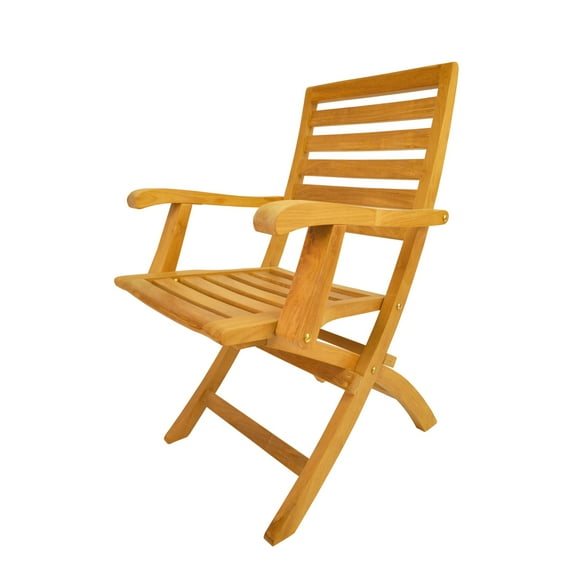 Folding Teak Armchair - Mid Century Modern Patio Furniture - Indoor Outdoor Accent Chair - Sturdy & Stylish