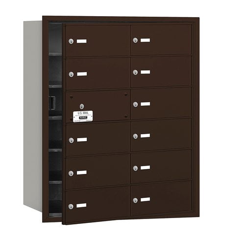 4B+ Horizontal Mailbox (Includes Master Commercial Lock) - 12 B Doors (11 usable) - Bronze - Front Loading - Private Access