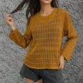 thumbnail image 4 of Olyvenn Fashion Womens Spring Crochet Cover Ups Long Sleeve Oversized Beach Mesh Top Streetwear Knitted Vacation Suit Cover Up Yellow 6, 4 of 5