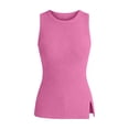 thumbnail image 7 of Yievot Womens Summer Tank Tops Ribbed Knit Sleeveless Shirts Crew Neck Slim Fit Side Slit Casual Basic Shirts, 7 of 7