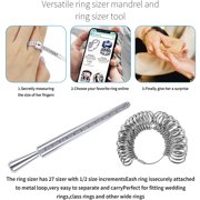 Ring Sizer Measuring Tool Set Ring Gauges with Finger Sizer Mandrel Ring Sizer Tools for Jewelry Sizing Measuring