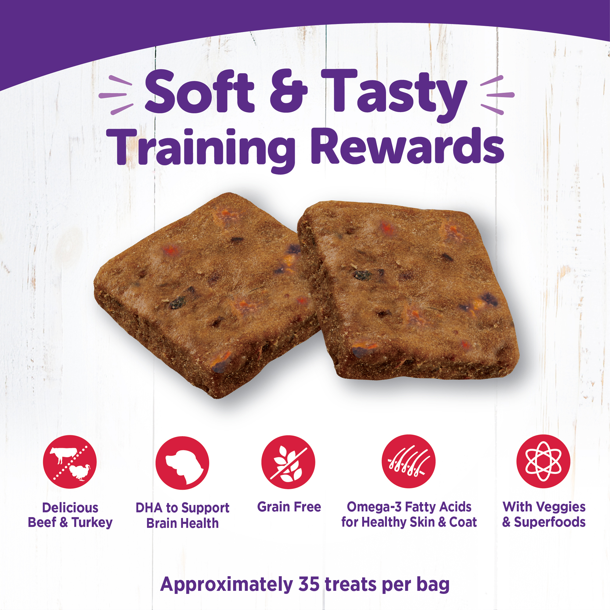 Wellness Rewarding Life Soft & Chewy Dog Treats, Grain Free, Beef & Turkey, 6 Ounce Bag - image 5 of 10
