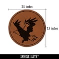 thumbnail image 2 of Patriotic American Bald Eagle Flying 2.5" Faux Leather Round Engraved Iron-On Patch - Brown, 2 of 6