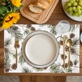 thumbnail image 4 of Sage Green Christmas Placemats Set of 6, Pine Cones Xmas Botanical Placemats for Dining Table, Place Mats for Kitchen Tabletop, Waterproof Wipeable Dining Table Mats Set, 4 of 9