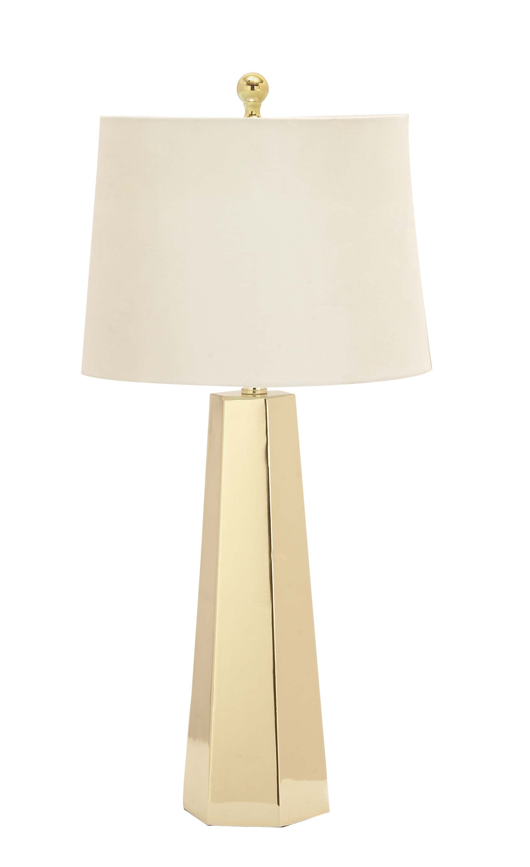 Gold Metal Hexagonal Prism Table Lamps, White Prism Table Lamps