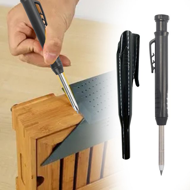 Lápiz de carpintero, lápiz mecánico de dibujo, multifunción, herramienta de marcado de carpintería, marcador de Agujero profundo para arcilla de mader Negro shamjiam lápices de carpintero