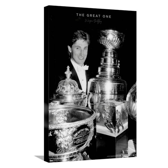 Wayne Gretzky - Trophies Canvas Wall Poster, 14.725" x 22.375"