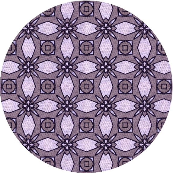 Ahgly Company Indoor Round Patterned Plum Purple Area Rugs, 6' Round