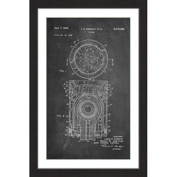 Marmont Hill - "Piston 1949 Chalk" by Steve King Framed Painting Print