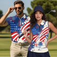 thumbnail image 2 of Yuyamidu Couple Matching Shirt & Tank Top His and Hers Golf Shirts 250 Years USA Flag Mens Short Sleeve Shirts Quick Dry Sleeveless Tennis Shirt for Women, Men's M, 2 of 6