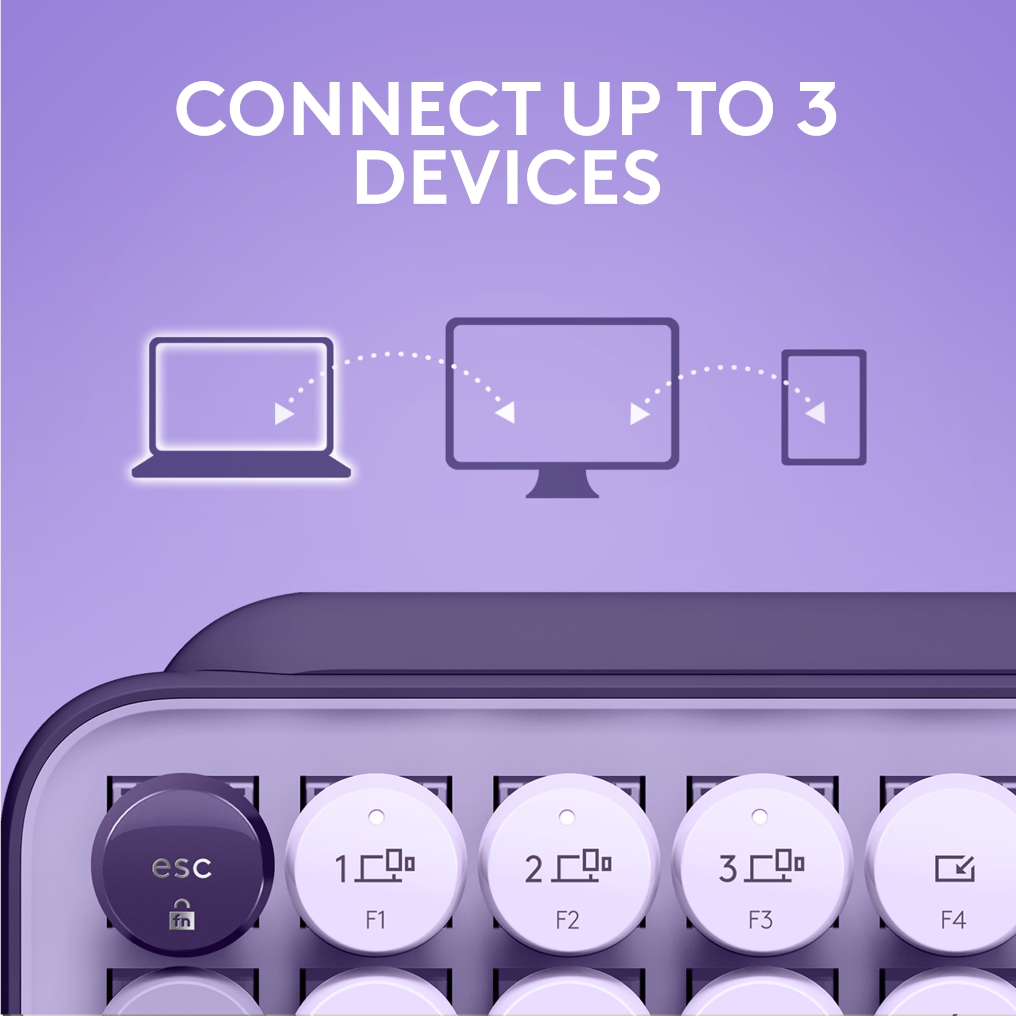 Logitech POP Keys Mechanical Wireless Keyboard with Customizable Emoji Keys, Compact Design, Bluetooth, Cosmos
