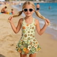 thumbnail image 3 of Xixirimido Retro 60s Hippie Flower Print Girls Swimsuits One Piece Sleeveless Swimwear with Skirt Modest Bathing Suit with Built-in Shorts Beach Vacation Swim Dress, 8-9 Years, 3 of 7