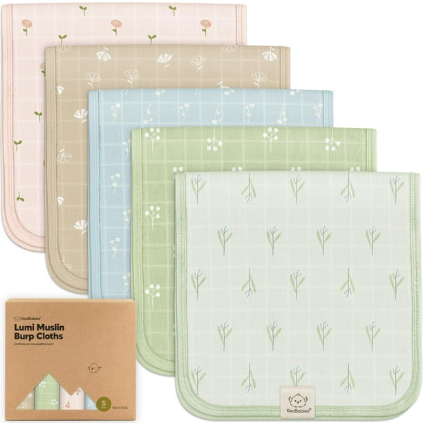 Paños para eructar KeaBabies Lumi Muslin, paquete de 5 unidades para bebés, niñas y niños