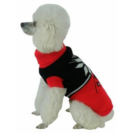 UPC: 0858342020749 | Pet Life SW5RDMD Snow Flake Cable-Knit Ribbed Fashion Turtle Neck Dog Sweater- Medium