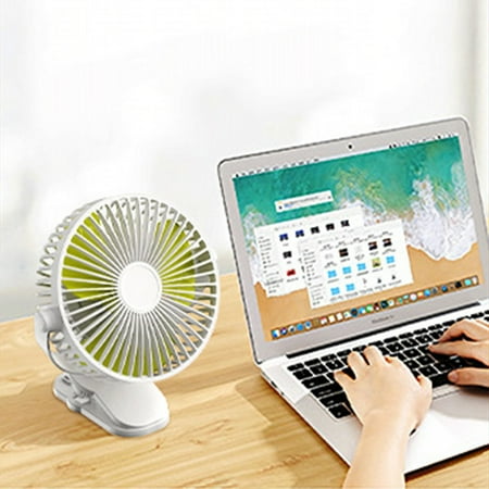 

Ovzne Clip On Fan 5 Speeds Small USB Fan With Strong Airflow Clip & Desk Fan - Ultra Quiet Operation For Office Bedroom School Stroller 1200MAH