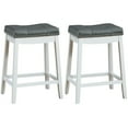 thumbnail image 2 of Spaco Set of 2 24-Inch Height Backless Counter Stool with Footrest-White, Bar Height Stools, Counter Height Bar Stools for Kitchen, Dining Room, 2 of 6